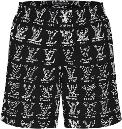 louis vuitton swim shorts black